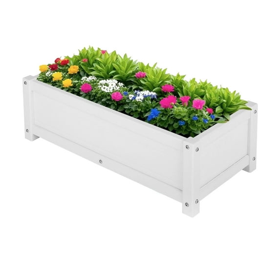 KETOYARK HDPE Raised Garden Beds Outdoor,Rot-Resistant and Non-Cracking,Outdoor Planter Boxes Rectangle with Drainage Holes for Yard,Lawn White