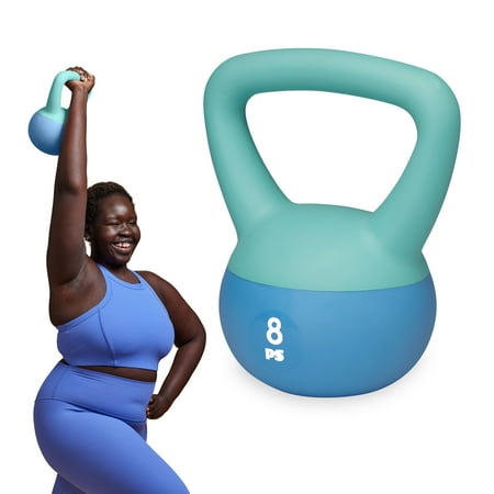 Popsugar 8lb Kettlebell, Soft Shelled, Blue, Build Strength and Endurance