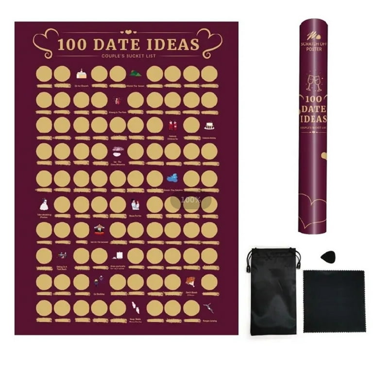 KEUSN 100 Dates Ideas Scratch Off Poster Engagement Gifts For Her Date  Night Anniversary For Couples Birthday Gifts For Women Wedding Gifts  Matching