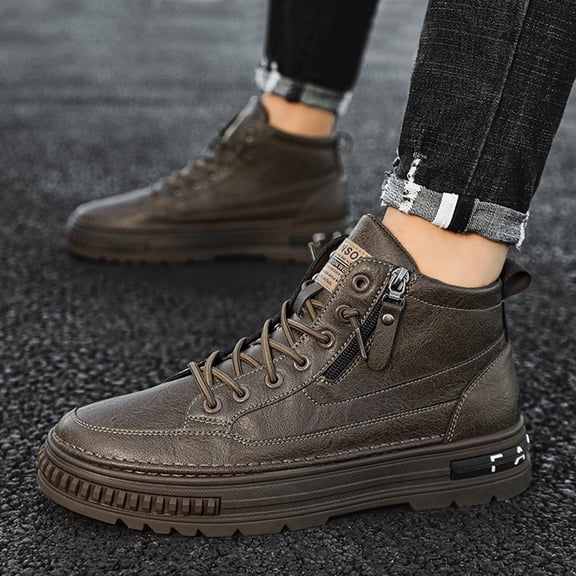 KEUSN Men Shoes Small White Shoes High Top Retro Board Shoes Students Fashionable Thick Soled Sneakers