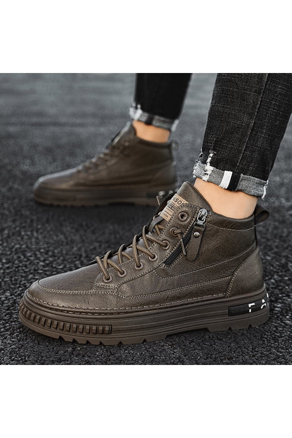 Men Shoes Small White Shoes High Top Retro Board Shoes Students Fashionable Thick Soled Sneakers