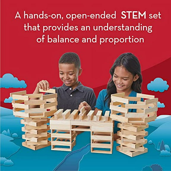 KEVA Structures 200 Wood Building Planks Set - Building Toy Includes 200 Wooden Blocks and Idea Book - Ages 5 and Up