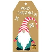 KEVCHE 100 Pieces Christmas Gnome Gift Tags Xmas Kraft Paper Gift Tags Hanging Label with 131 Feet Of Natural Jute Rope