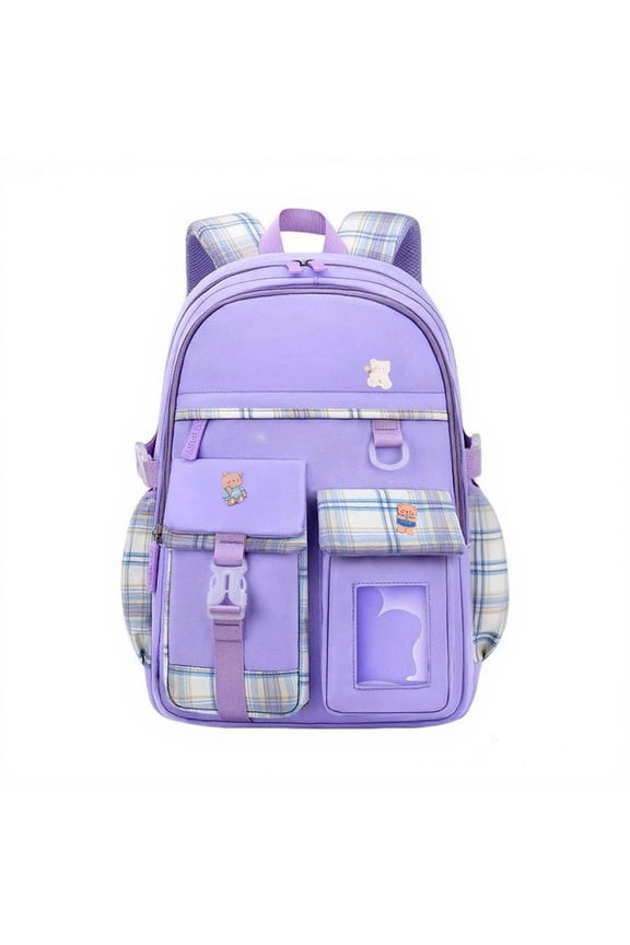 British Style Color-Block Lightweight Elementary School Backpack, Fashionable Water-Repellent Student Bookbag for Daily Commute Travel, Casual Simple Daypack with Padded Straps