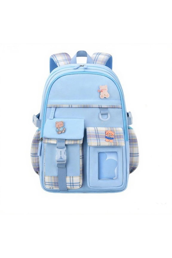 British Style Color-Block Lightweight Elementary School Backpack, Fashionable Water-Repellent Student Bookbag for Daily Commute Travel, Casual Simple Daypack with Padded Straps