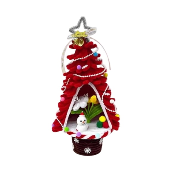 KEVCHE Christmas Pipe Cleaner Velvet Tree Ornament Kit,DIY Bendable Stem Craft Set with Easy Instructions for Beginners,for Adult Crafters Holiday Home Decor and Festive Gift Projects