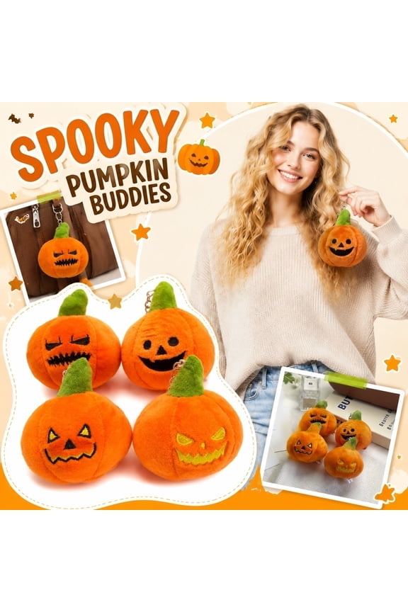 Funny Pumpkin Plush Keychain Toy with Random Expression, Soft Stuffed Doll for Halloween Accessory, Cute Compact Plush Hanging Ornament for Bag Backpack and Key Decoration