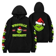 CZXFIFVY Green Costume Christmas Sweatshirts Green Fashion Print Loose Men's And Women's Long Sleeve Hooded Sweater Ugly Green Christmas Clothing Green 2024