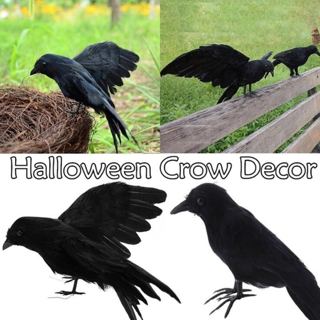 KEVCHE Halloween Decor Halloween Black Crows Black Feathered Bird