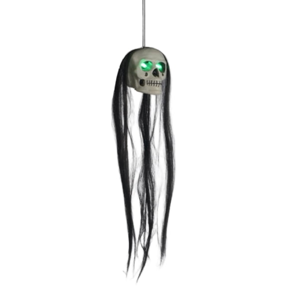 KEVCHE Halloween Light-Up Hanging Decoration with Long Flowing Hair, Glowing Ghost Prop for Home Indoor Scene Decor, Easy Hang Wall Doorway Ceiling Ornament, Reusable Festival Decoration