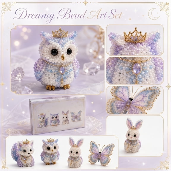 KEVCHE Jungle Themed Exquisite Cute Beautiful Rabbit Fox Owl Butterfly Beading Kit 2.4INCH, 1pc Animal Figurine Seed Beads Wire Handmade Desk Decor Gift For Adults