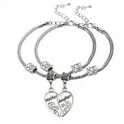 INFINITY COLLECTION KEVCHE Mother Daughter Heart Adjustable Bracelet, 6-8 inches, 2-Piece