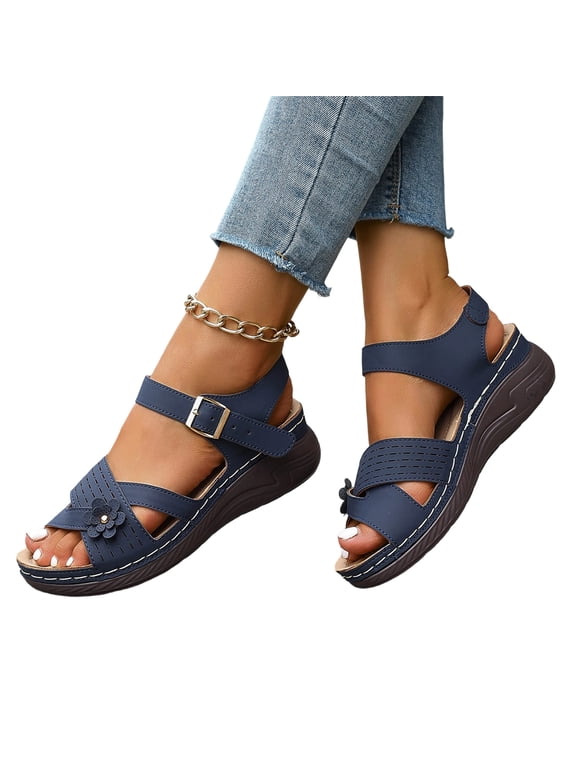 Orthopedic Slippers Flat Sandals with Arch Support for Women, Soft Cushion Breathable Slip On Walking Shoes, Comfortable Plantar Fasciitis Casual Summer Slides