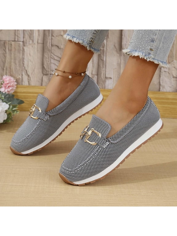 Orthopedic Sneakers Loafers for Women, Orthopedic Mesh Casual Slip On Walking Shoes, Lightweight Breathable Non-Slip Loafers Sneakers, Comfortable Penny Flats for Office Business Work