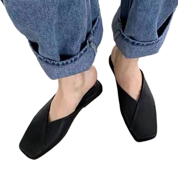 KEVCHE Pointed Toe Mule Flats for Women, Comfortable Lightweight Slip On Backless Loafers, Dressy Casual Work Office Shoes Breathable Summer Sandals