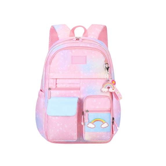 KEVCHE Rainbow Backpack for Student School Bag, Cute Colorful Bookbag for Women , Lightweight Casual Daypack with Soft Straps for Daily Commute Travel