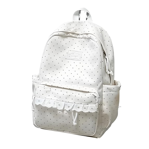 KEVCHE School Backpack,Lace Polka Dot Large Capacity,Cute Kawaii Daypack,17 Inch Backpack and Casual Travel Style,Durable School Bag Backpack for Back to School Gifts