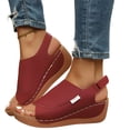 thumbnail image 1 of KEVCHE Strappy Wedge Sandals for Women, Dressy Summer Ankle Strap Open Toe Arch Support Sandals, Casual Comfortable Vacation Shoes, Plus Size Buttoned Peep Toe Sandals, 1 of 6