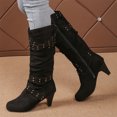 thumbnail image 1 of KEVCHE Women's Chunky Heel Knee High Boots, Fall Winter Lace Up Pointed Toe High Heel Boots with Breathable Lining, Trendy Boots for Daily Party Wear, 1 of 7