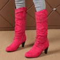 thumbnail image 1 of KEVCHE Women's Chunky Heel Knee High Boots, Fall Winter Lace Up Pointed Toe High Heel Boots with Breathable Lining, Trendy Boots for Daily Party Wear, 1 of 7