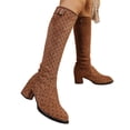 thumbnail image 1 of KEVCHE Women's Chunky Heel Knee High Boots, Plus Size Retro Polka Dot Pointed Toe Casual Design with Breathable Lining, Trendy Boots for Daily Leisure Wear, 1 of 6