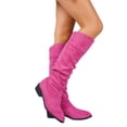 thumbnail image 1 of KEVCHE Women's Chunky Heel Knee High Boots, Plus Size Suede Slouch Casual Design with Breathable Lining and Cushion Sole, Trendy Boots for Daily Leisure Wear, 1 of 6