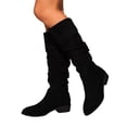 thumbnail image 1 of KEVCHE Women's Chunky Heel Knee High Boots, Plus Size Suede Slouch Casual Design with Breathable Lining and Cushion Sole, Trendy Boots for Daily Leisure Wear, 1 of 9