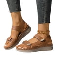 thumbnail image 1 of KEVCHE Womens Arch Support Walking Sandals, Comfortable Open Toe Wide Width Orthopedic Sandals, Adjustable Hook Loop Strap Summer Dressy Non Slip Slingback Flat Sandals, 1 of 8