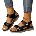 thumbnail image 1 of KEVCHE Womens Arch Support Walking Sandals, Comfortable Open Toe Wide Width Orthopedic Sandals, Adjustable Hook Loop Strap Summer Dressy Non Slip Slingback Flat Sandals, 1 of 8