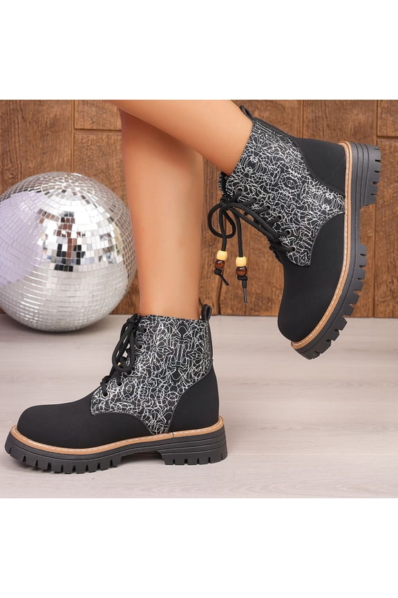 Womens Combat Ankle Booties with Lace Up and Side Zipper, Classic Short Boots with Non-Slip Sole, Comfortable Lightweight Platform Boots for Daily Work Casual