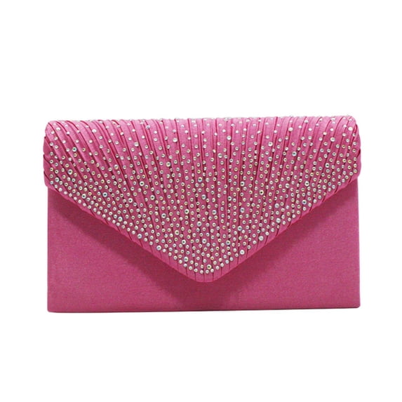 KEVCHE Womens Fashion Elegant Silk Clutch Evening Bag Beaded Prom Handbag Wedding Party Purse Satin Hasp Closure
