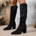 thumbnail image 1 of KEVCHE Womens Faux Suede Knee High Slouch Boots , Chunky Block Heel, Round Toe Side Zipper Fashion Boot for Casual Daily Wear, Versatile Knee High Boots for Commuting Travel Gift, 1 of 7