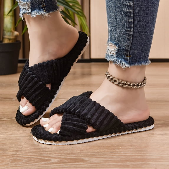 KEVCHE Womens Fuzzy Slippers , Cozy Warm Cloud Cushion Non-Slip , Indoor Outdoor House Slippers