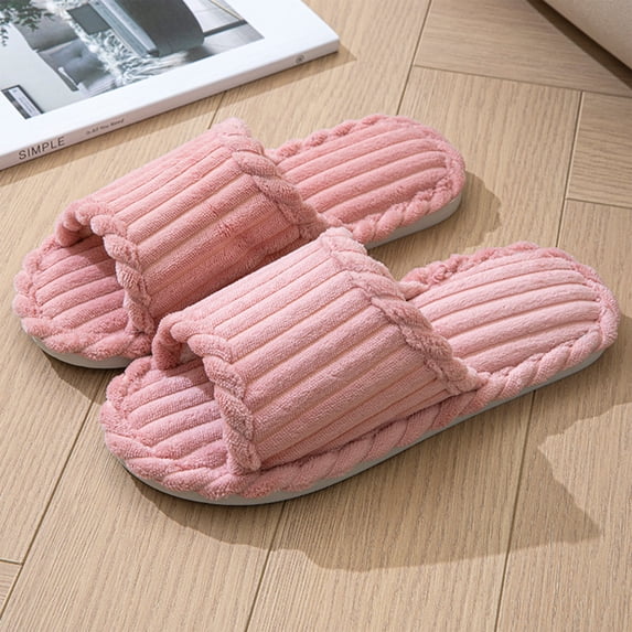 KEVCHE Womens Fuzzy Slippers , Warm Lightweight Cushion Non-Slip Sole , Indoor Outdoor House Slippers (Pink )