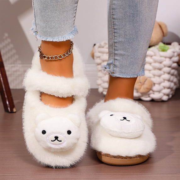 KEVCHE Womens Fuzzy Slippers , Warm Non-Slip Rubber Sole Soft Fur Lining , Indoor House Shoes Cozy