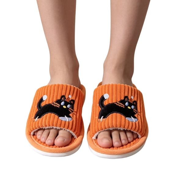 KEVCHE Womens Fuzzy Slippers , Warm Soft Fur Lining Non-Slip Base , Indoor Outdoor House Shoes (Saffron )