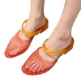thumbnail image 1 of KEVCHE Womens Jelly Slip On Mule Sandals, Pointy Strap Mary Jane Slides with Low Heel, Hollow Out Transparent Glitter Beach Shoes, Lightweight Breathable Comfort Sandals, 1 of 4