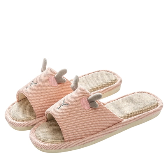 KEVCHE Womens Linen Cotton Slippers with Non-Slip Sole, Breathable and Quiet Lightweight House Shoes for Indoor Home Use, Soft Cushioned Floor Slippers for Bedroom and Daily Lounging