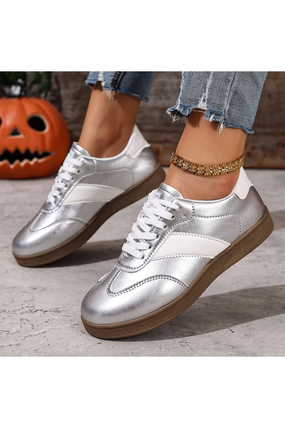 Womens Retro German Training Shoes, Vintage Lace-Up Casual Sneakers with Gum Rubber Sole, Classic Low-Top Walking Shoes for Daily Wear & Street Style