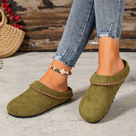 KEVCHE Womens Round Toe Thick Sole Platform Mules,Retro Slip On Comfort Design with Cushion Footbed and Soft Cozy Lining,Non-Slip Durable Casual Shoes for Spring Fall Daily Gifts