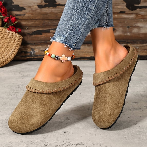 KEVCHE Womens Round Toe Thick Sole Platform Mules,Retro Slip On Comfort Design with Cushion Footbed and Soft Cozy Lining,Non-Slip Durable Casual Shoes for Spring Fall Daily Gifts