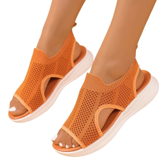 KEVCHE Womens Slip in Sandals, Comfortable Orthopedic Sandals with Arch Support , Walking Sport Athletic Sandals ,Open Toe Slip On Plantar Fasciitis Platform Dress Sandal