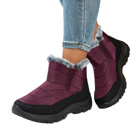 KEVCHE Womens Snow Boots,Winter Waterproof Warm Zip Ankle Boots,Water Resistant Snow Winter Boots,Fur Lined,Cold Weather Boots Slip On Flat Outdoor