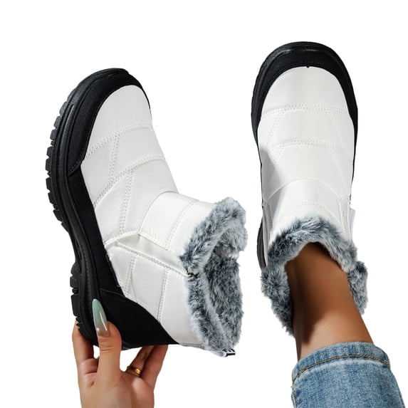 KEVCHE Womens Snow Boots,Winter Waterproof Warm Zip Ankle Boots,Water Resistant Snow Winter Boots,Fur Lined,Cold Weather Boots Slip On Flat Outdoor