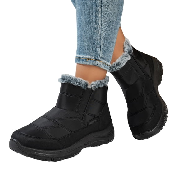 KEVCHE Womens Snow Boots,Winter Waterproof Warm Zip Ankle Boots,Water Resistant Snow Winter Boots,Fur Lined,Cold Weather Boots Slip On Flat Outdoor