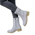 thumbnail image 1 of KEVCHE Womens Warm Fleece-Lined Martin Boots with Belt Buckle Side Zipper, Lace-Up Short Combat Booties, Non-Slip Style Cowgirl Boots for Winter, 1 of 8