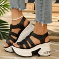 thumbnail image 1 of KEVCHE Womens Wedge Heel Closed Toe Hollow Cushion Platform Sandals with Velcro, Breathable Hollow Out Wedge Sandals, Adjustable Walking Shoes for Women, 1 of 5