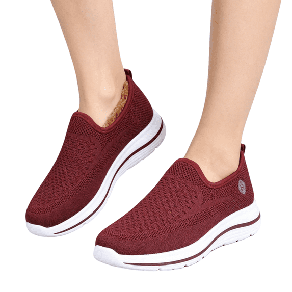 KEVCHE Womens Winter Warm Sneakers, Thick Cotton Slip-On Cozy Ankle Boots for Indoor Outdoor Comfort, Lightweight Waterproof Non-Slip Snow Shoes, Soft Insulated Footwear for Cold Weather
