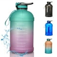 thumbnail image 1 of KEVENZ Water Bottle with Time Marker, 1 Gallon Water Bottle with Straw, Leakproof Water Jug, BPA Free, Green Purple, 1 of 7