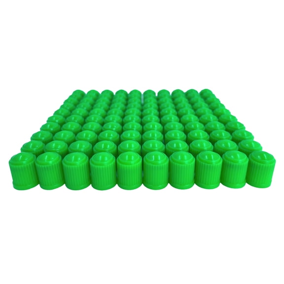 KEX Pack of 100 Green Valve Stem Caps with Inner Seals for Nitrogen Filled Tires